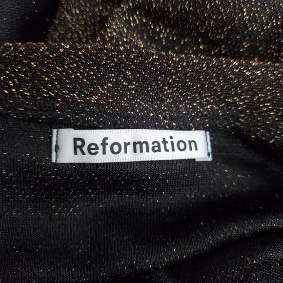 Reformation Zion Two Piece Set Long Sleeve Midi Skirt Metallic Shimmer Size XL - Picture 11 of 13